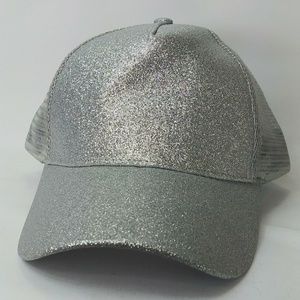 Womens Ponytail Glitter Snapback Hat